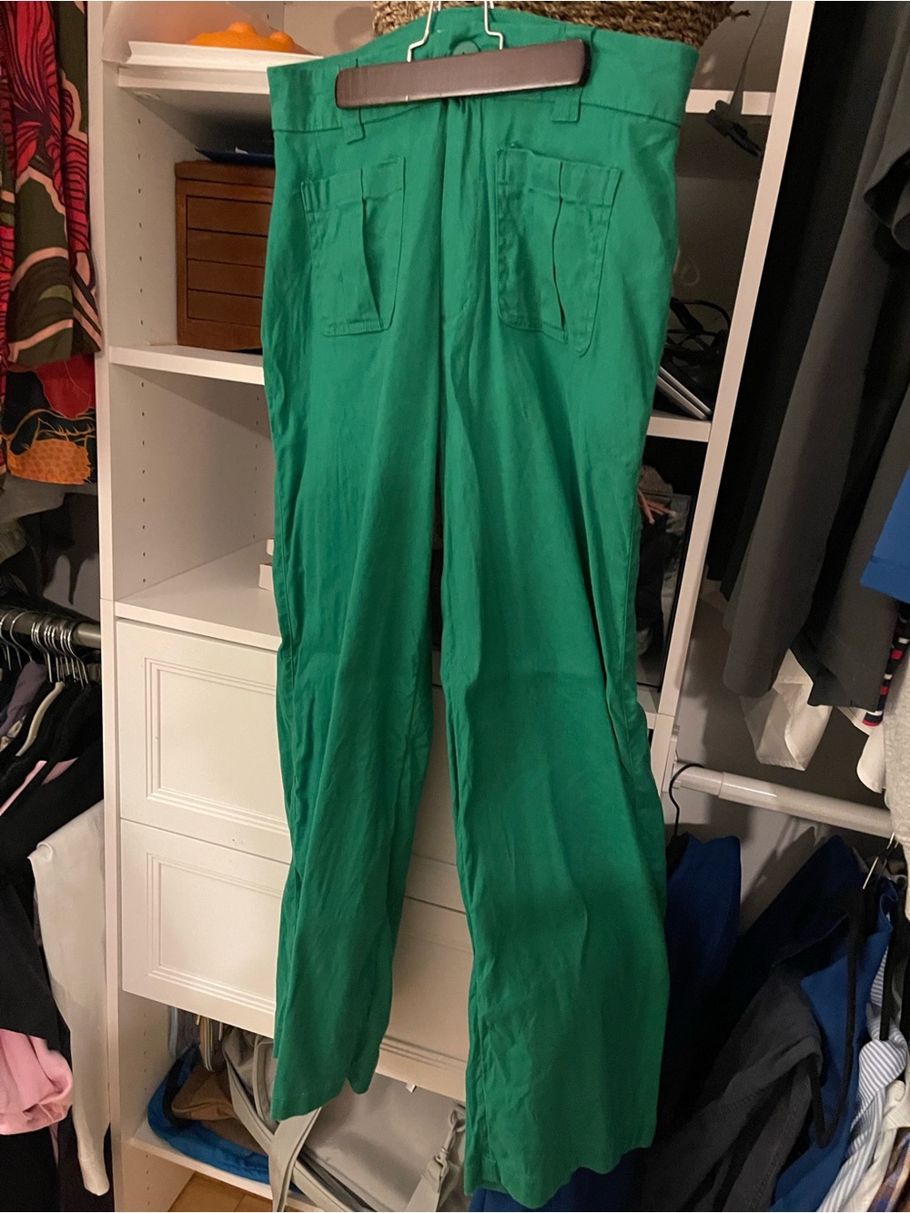 Nicole Miller Emerald Green Wide-Leg Trousers